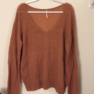 Free People Gossamer V-Neck Sweater in Terracota